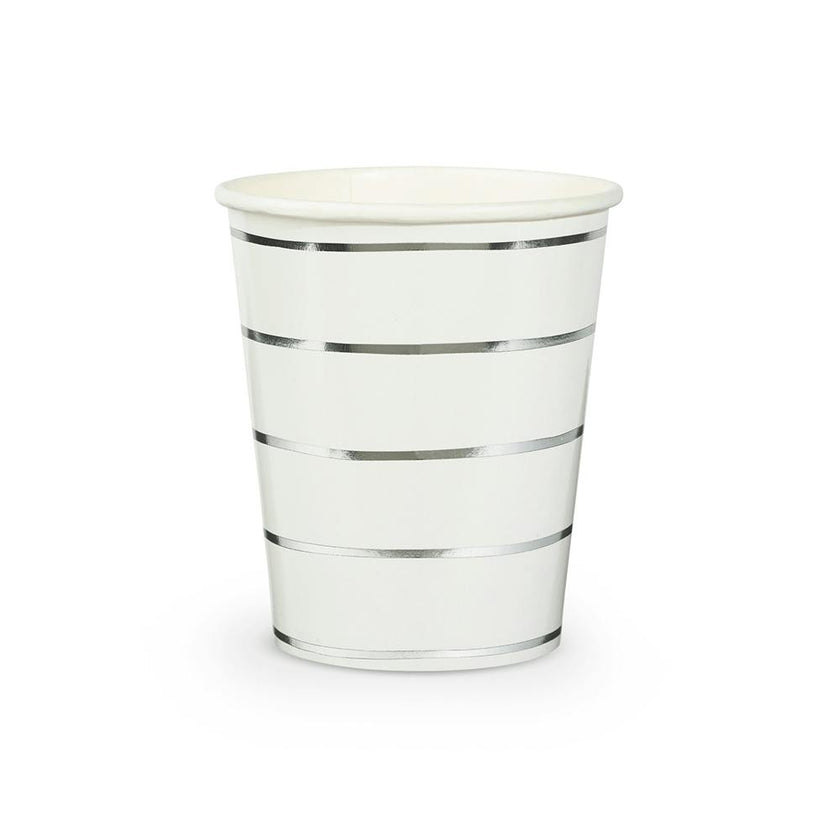 Silver Frenchie Striped 9 oz Cups