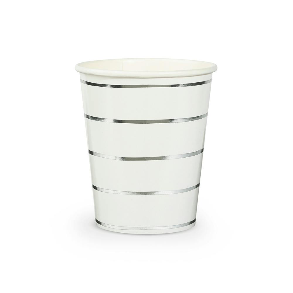 Silver Frenchie Striped 9 oz Cups
