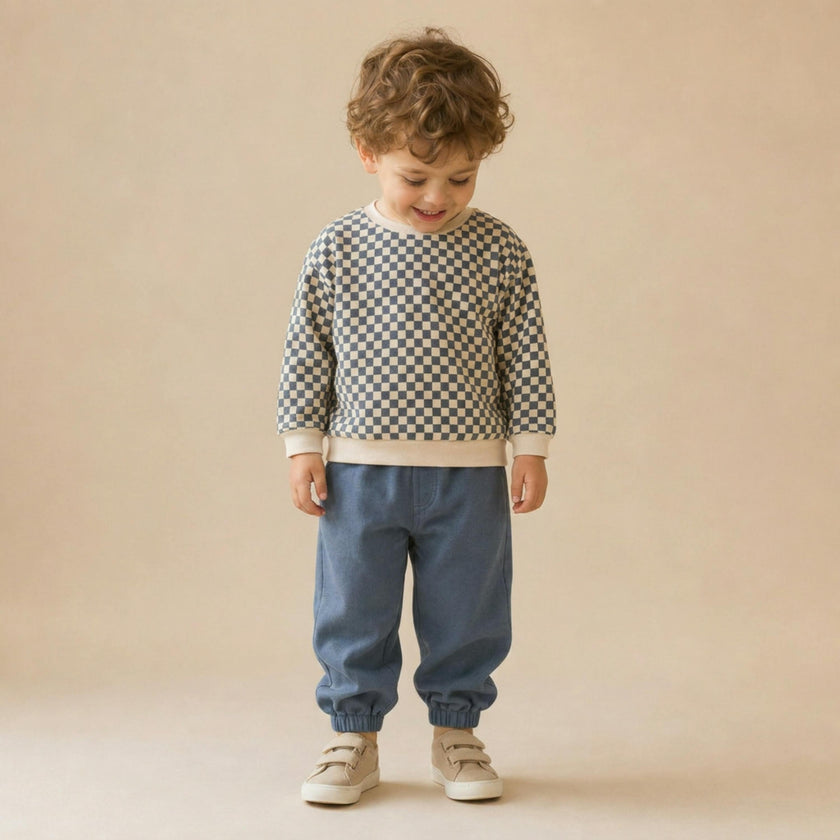 Organic Fleece Sweatshirt - Midnight Check