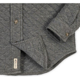 Long Sleeve Quilted Button Down Shirt Jacket, Grey