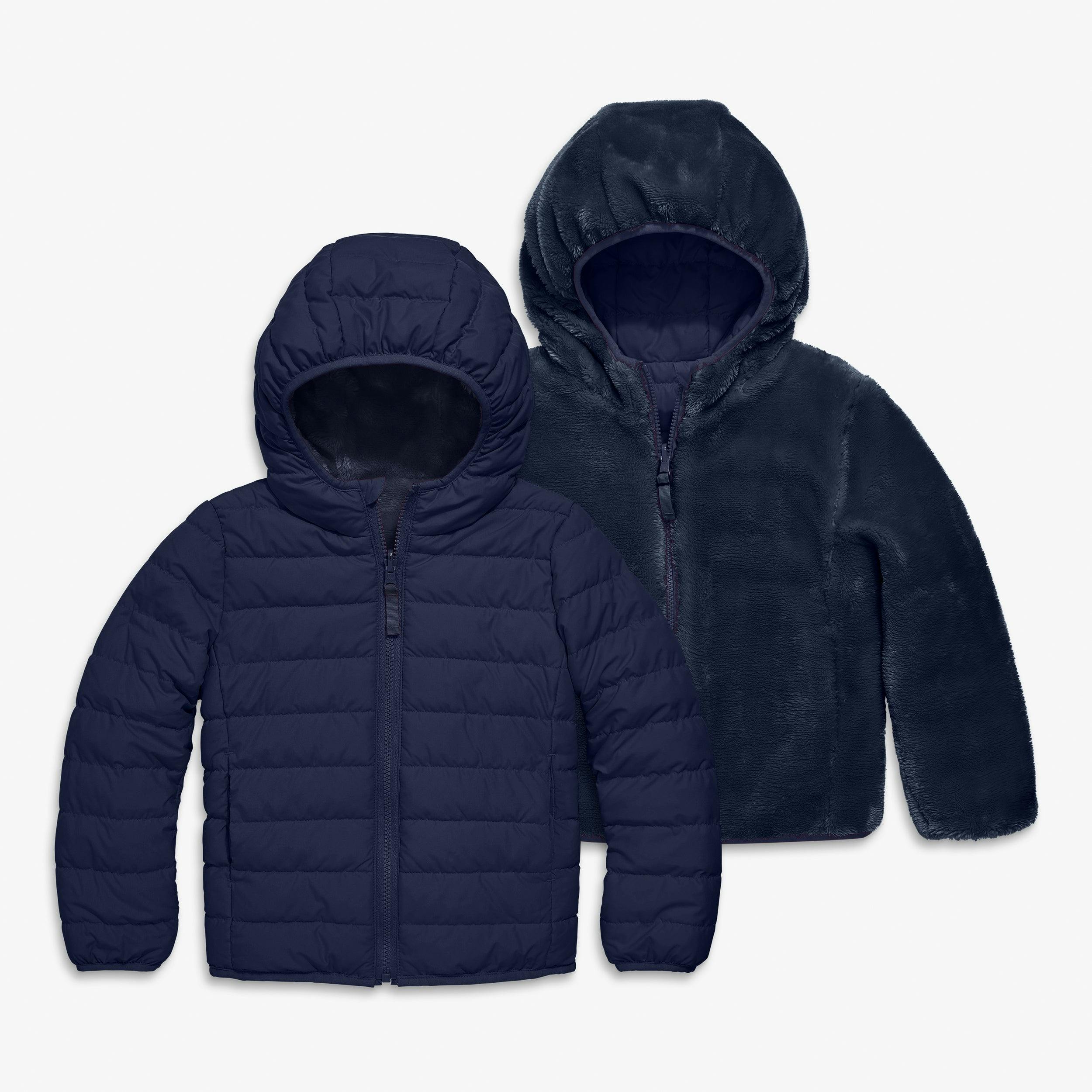 Kids reversible fleece puffer jacket