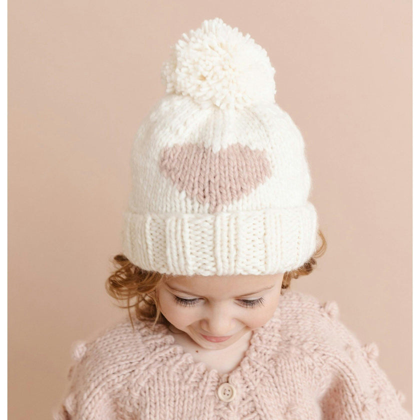Heart Knit Hat, Blush