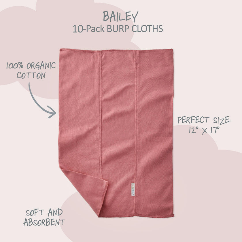 BAILEY 10-Pack BAILEY Burp Cloths