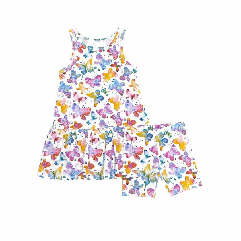 Sleeveless Drop Waist Dress With Matching Shorts