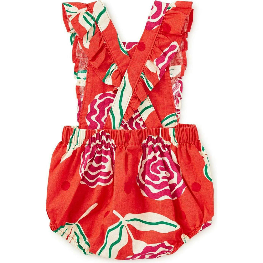 Ruffle Bubble Baby Romper, Red