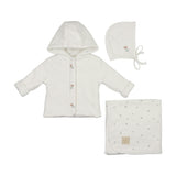 Plush Print Girls' Jacket Layette Set Ivory & Pink