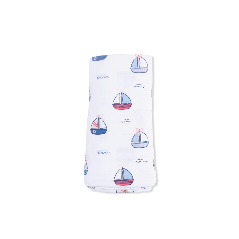 Bubbly Sailboats Pink - Swaddle Blanket