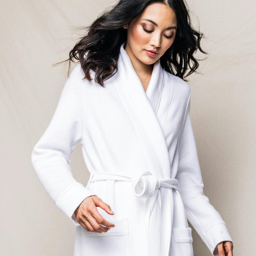 Women's Pima Ophelia Robe in White Jacquard