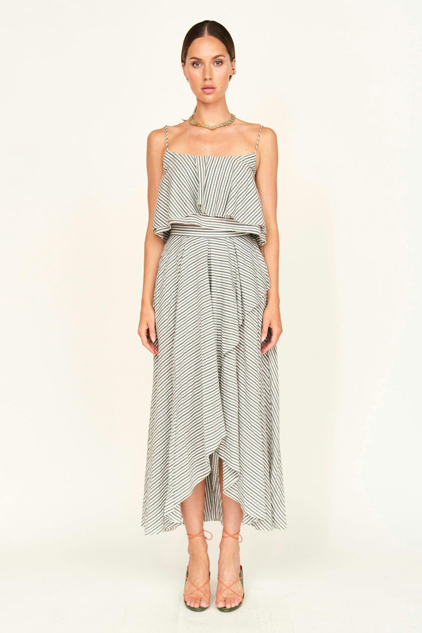 Clare Ruffle Top in Dune Stripe