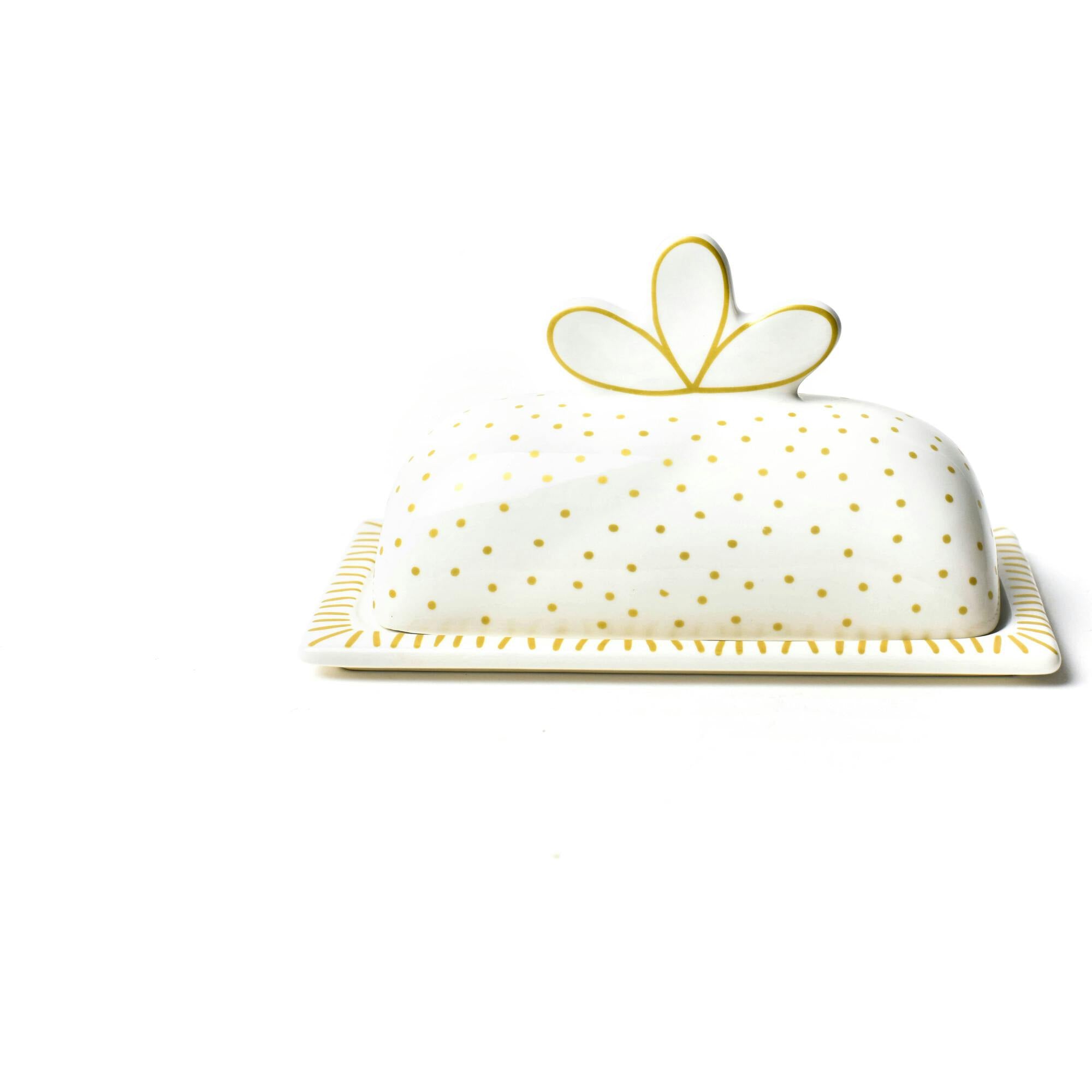 Deco Gold Scallop Knob Butter Dish
