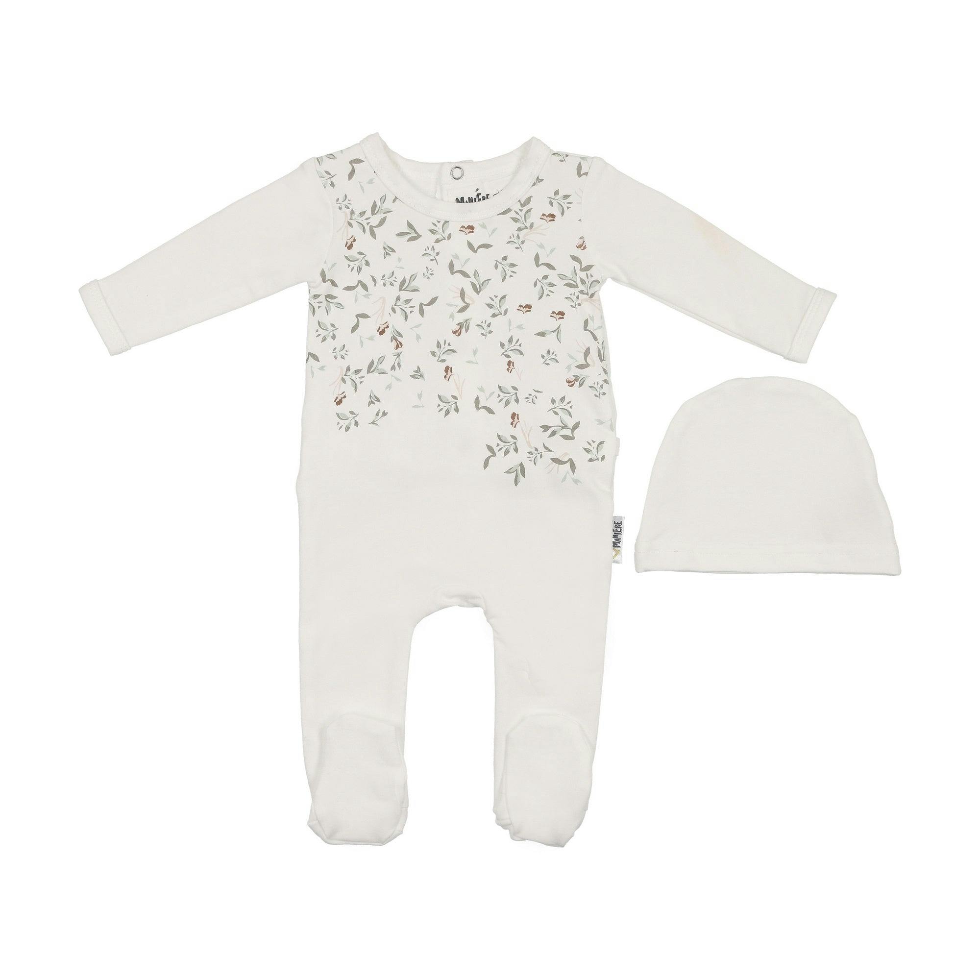 Assymetrical Leaves Footie and Beanie Set