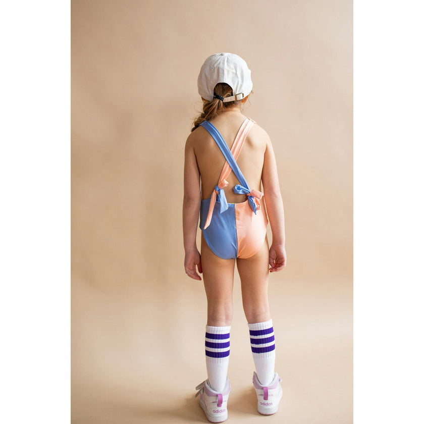 The Chelsea Low Back 2-Tone One-Piece Swimsuit, Salmon Sky