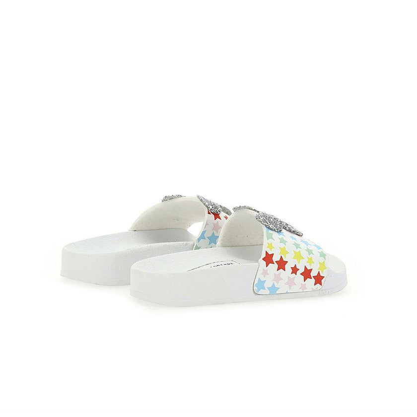 White Glitter Mickey Mouse Beach Slides