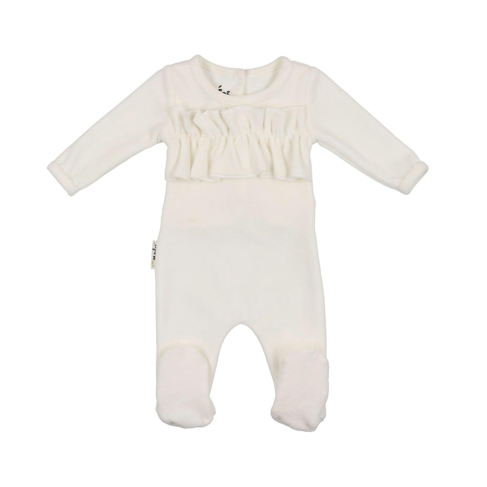 Velour Chest Ruffle Footie