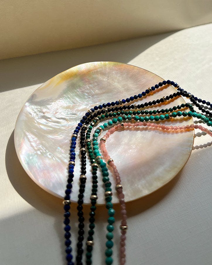 14K Gold Turquoise Segment Bead Necklace