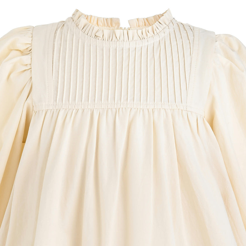 Beige Eyelet Embroidered Dress