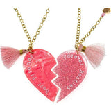 Best Friends Besties Forever Pink Glitter Pearl Necklaces