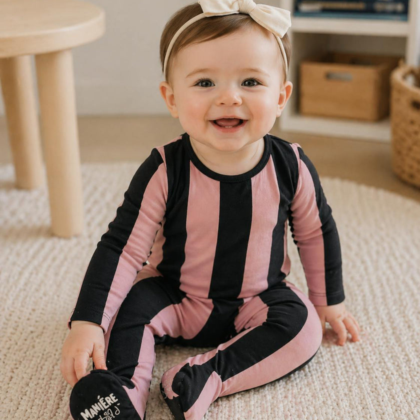 Striped Cotton Long Sleeve Footie