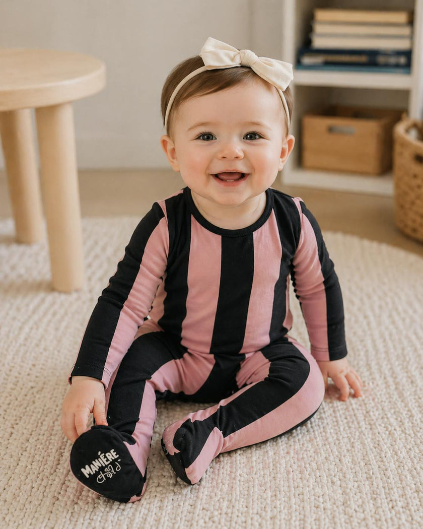 Striped Cotton Long Sleeve Footie