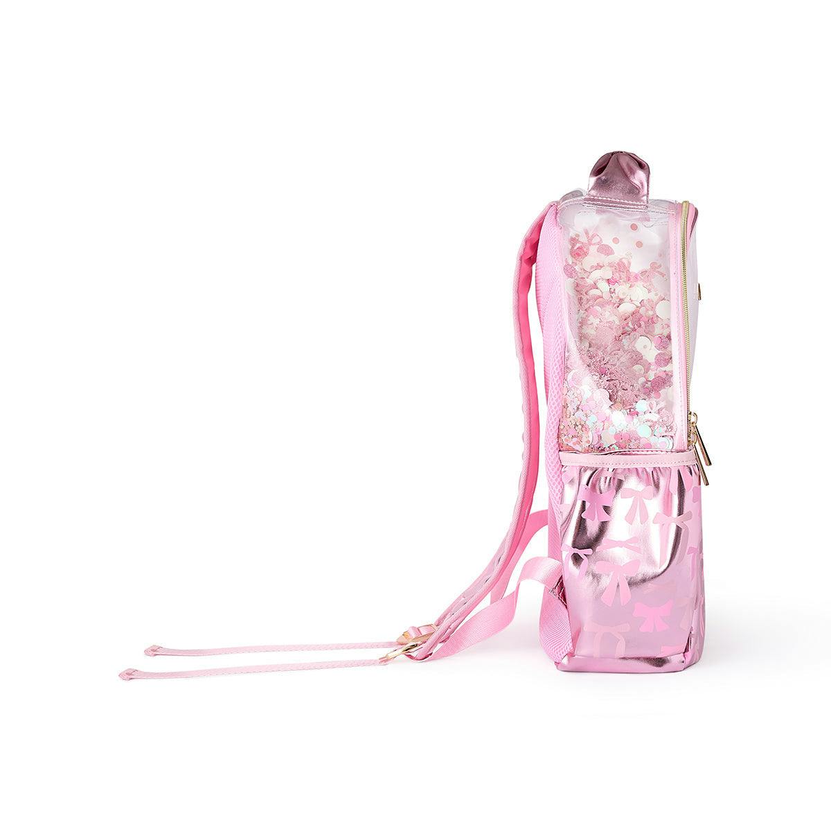 Pink Bow Confetti Clear Backpack by Packed Party | 17