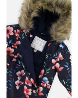 Baby One Piece Snowsuit Adapted For Car Seats Blue Floral Print