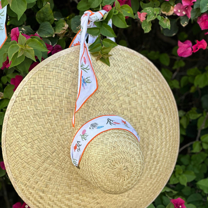 Geranium Sun Hat - Long Red Grosgrain Ribbon