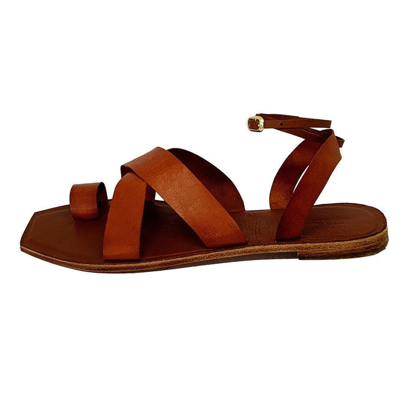 Story Crossover Slingback Leather Sandals