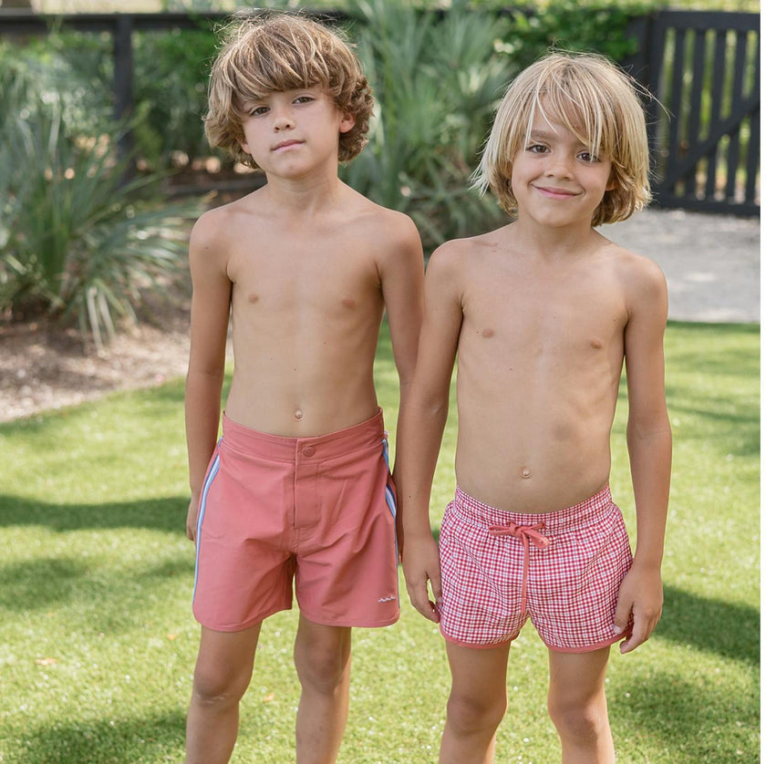 Boys Poppy Gingham Boardie