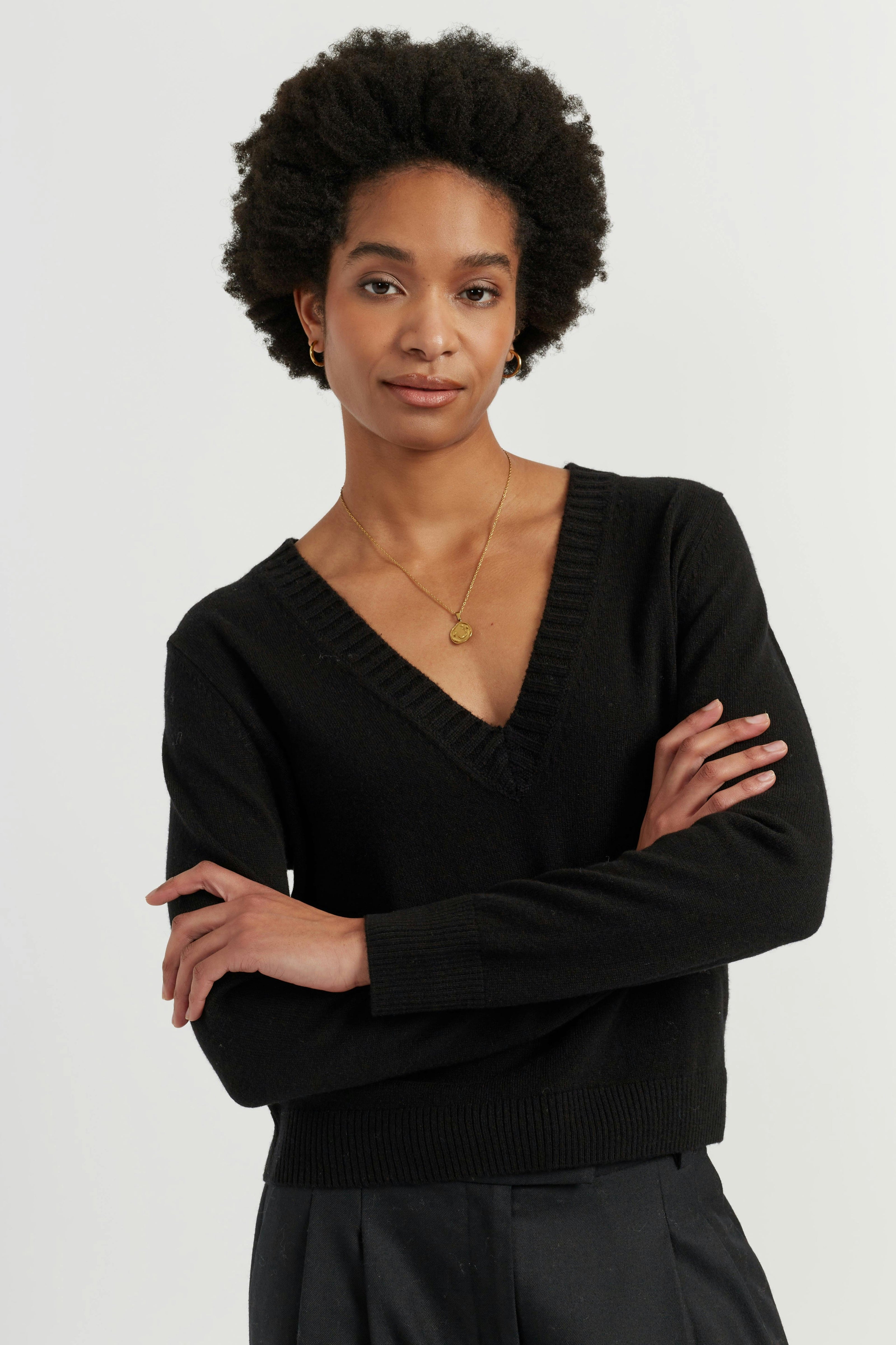 Wool-Cashmere V-Neck Sweater
