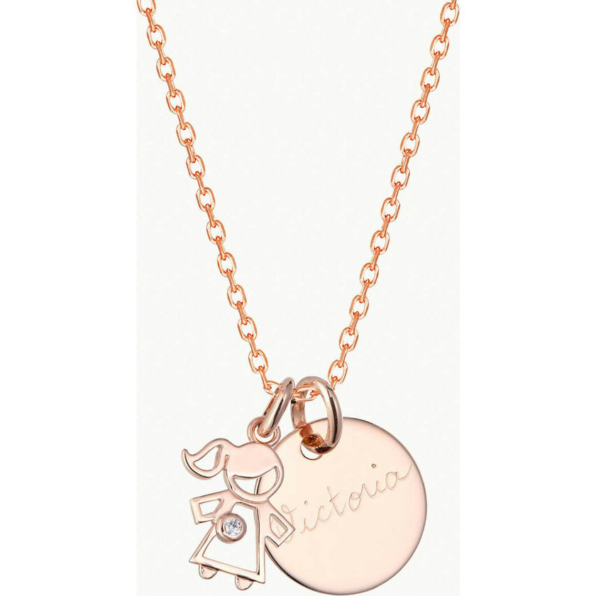 Personalized Crystal Mummy Necklace, Rose Gold Plated