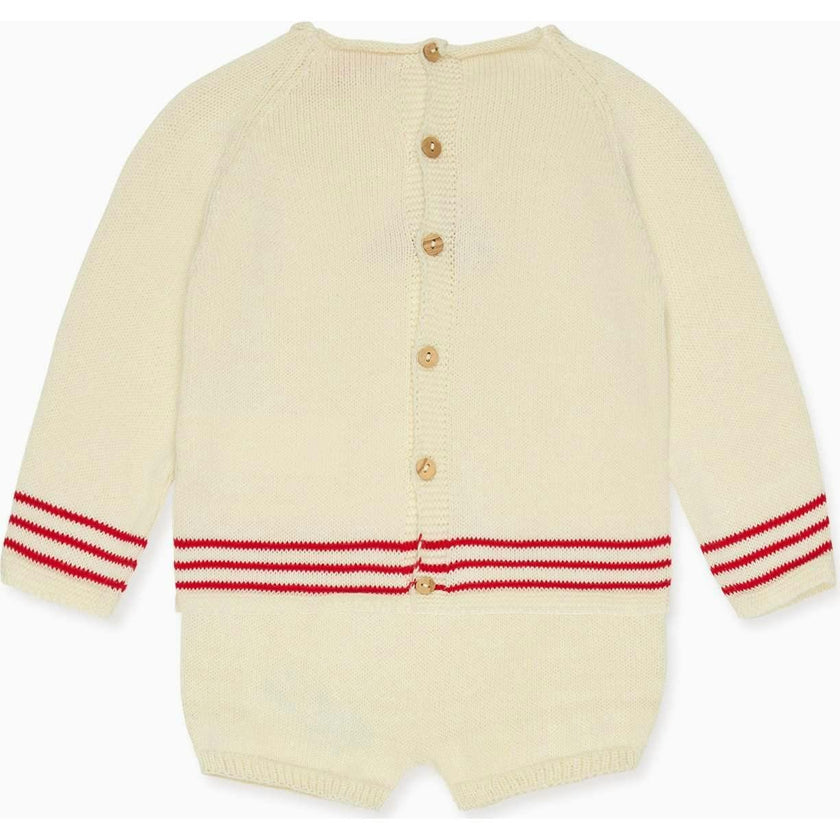 Red Stripe Ancla Cotton Baby Knitted Set