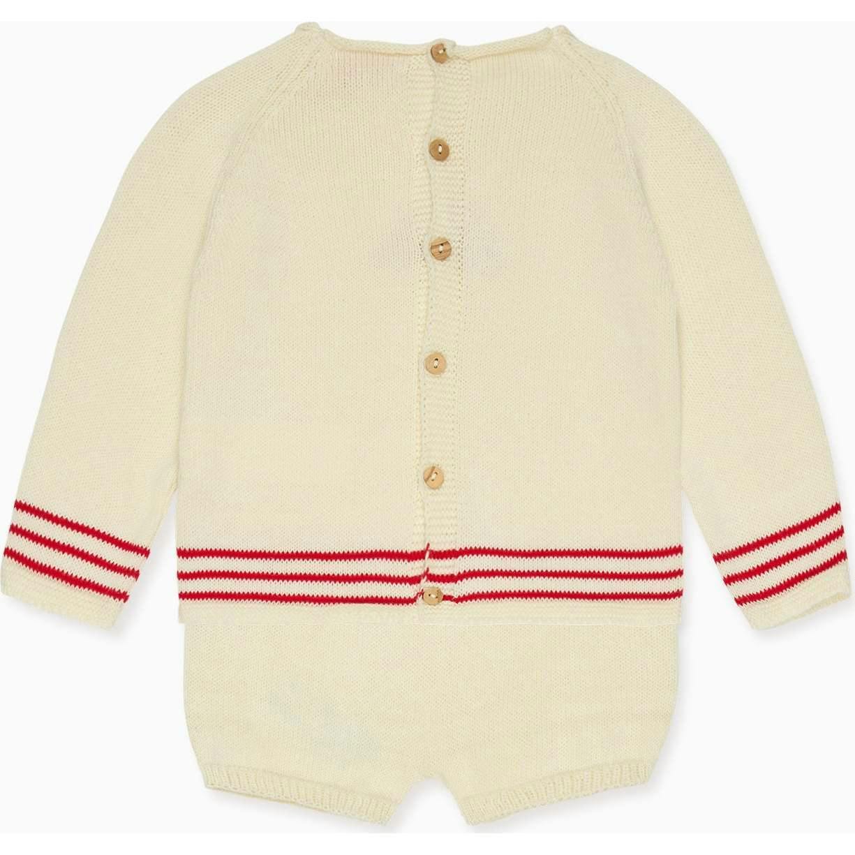 Red Stripe Ancla Cotton Baby Knitted Set