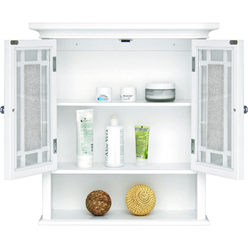 Windsor Wooden Wall Cabinet with Glass Mosaic Doors