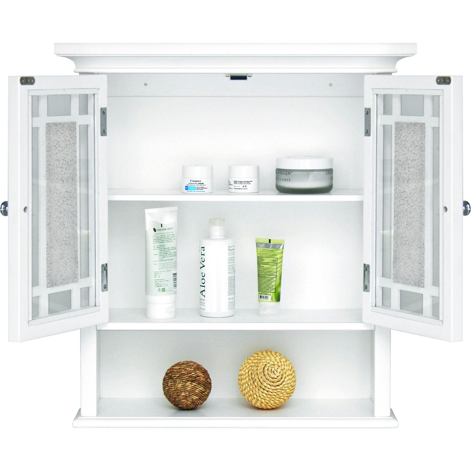 Windsor Wooden Wall Cabinet with Glass Mosaic Doors