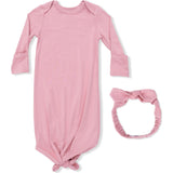 Solid Rose Elegance - Knotted Gown and Headband