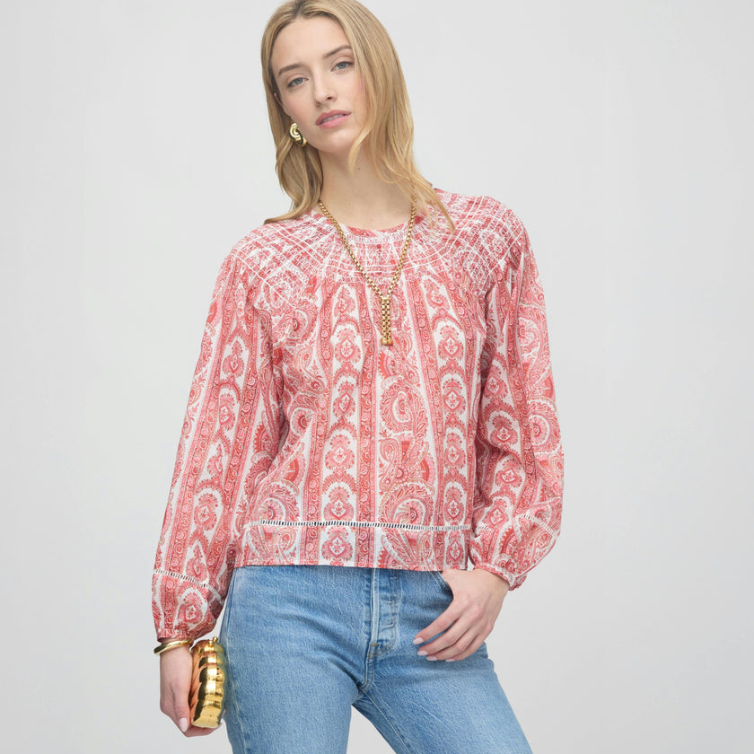 The Skye Top - Coral Corsica Paisley