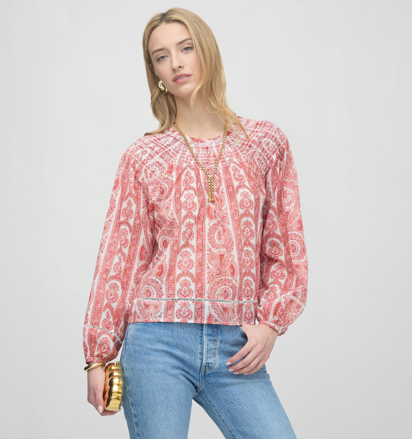 The Skye Top - Coral Corsica Paisley