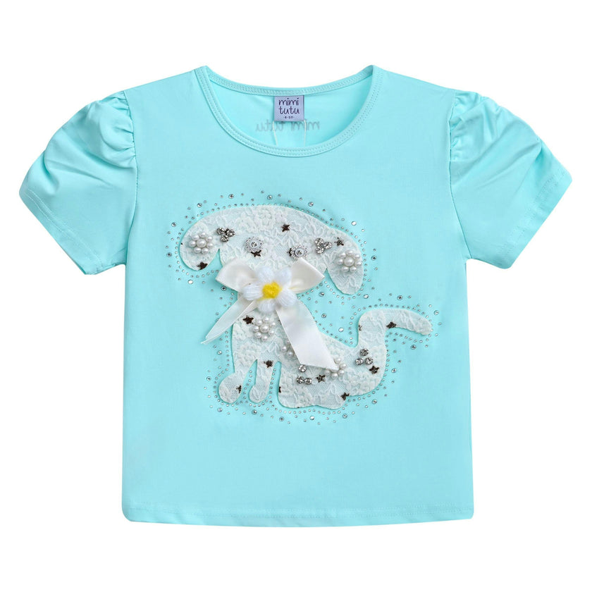 Blue Puppy Applique T-Shirt