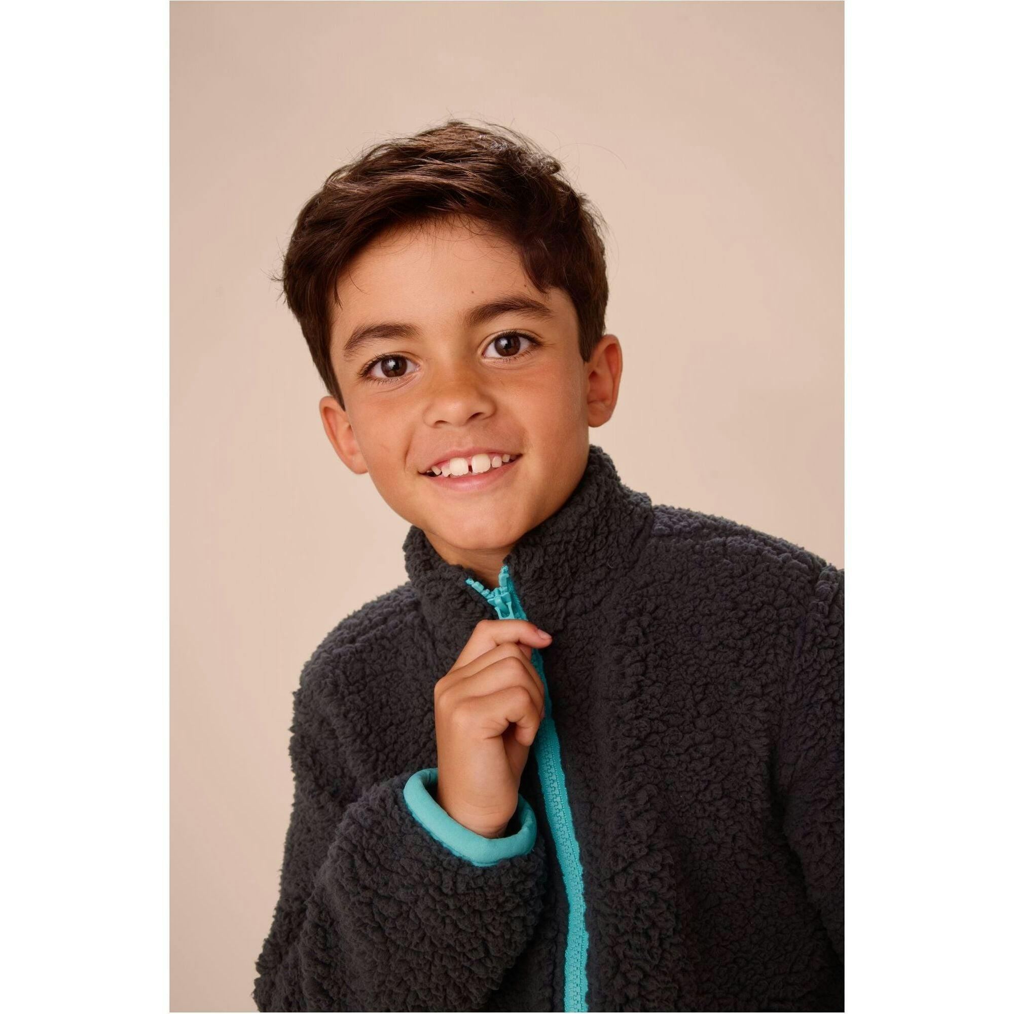 Teddy Fleece Zip Up Jacket, Grey