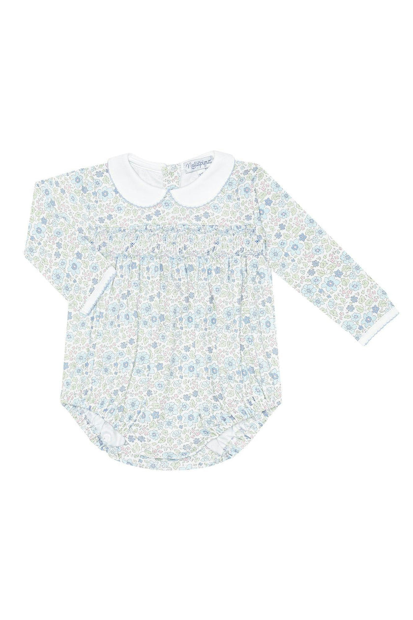 Blue Meadow Smocked Bubble LS