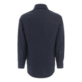 Navy Fleur De Lis Print Dress Shirt