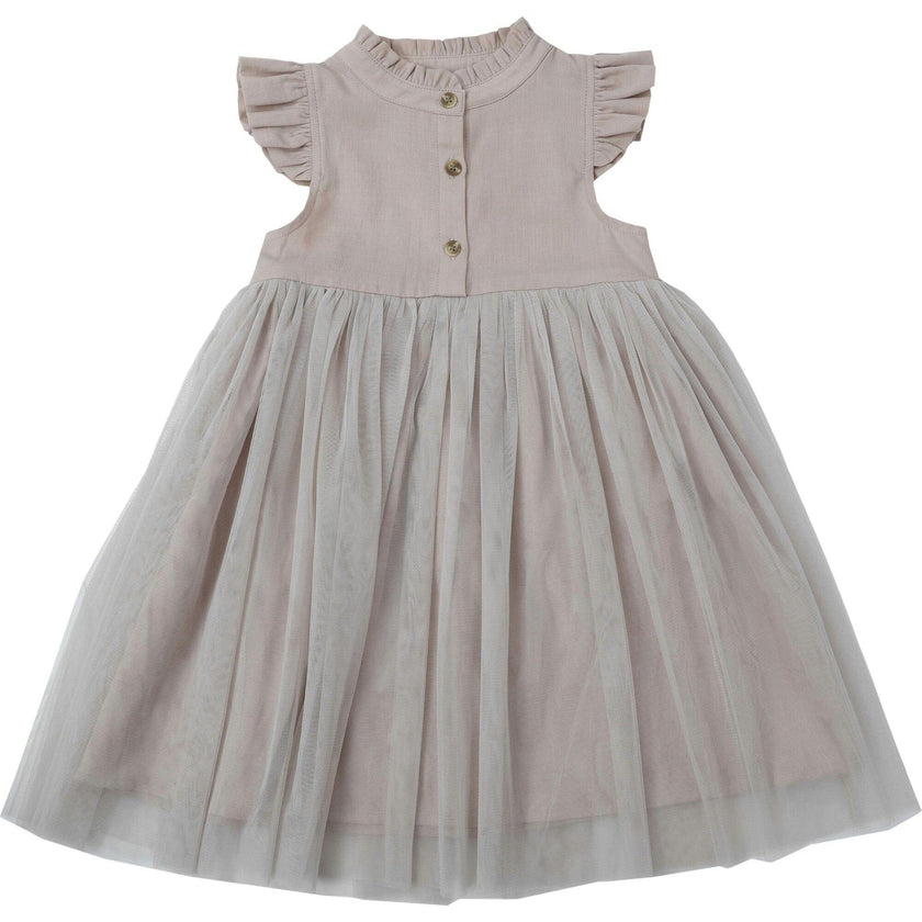 Fleurance Flutter Sleeve Buttoned Front Dress