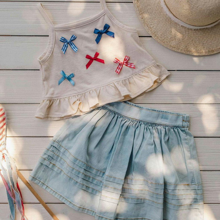 Ruffle Skirt Set in Denim