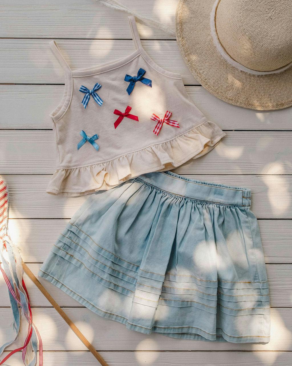 Ruffle Skirt Set in Denim