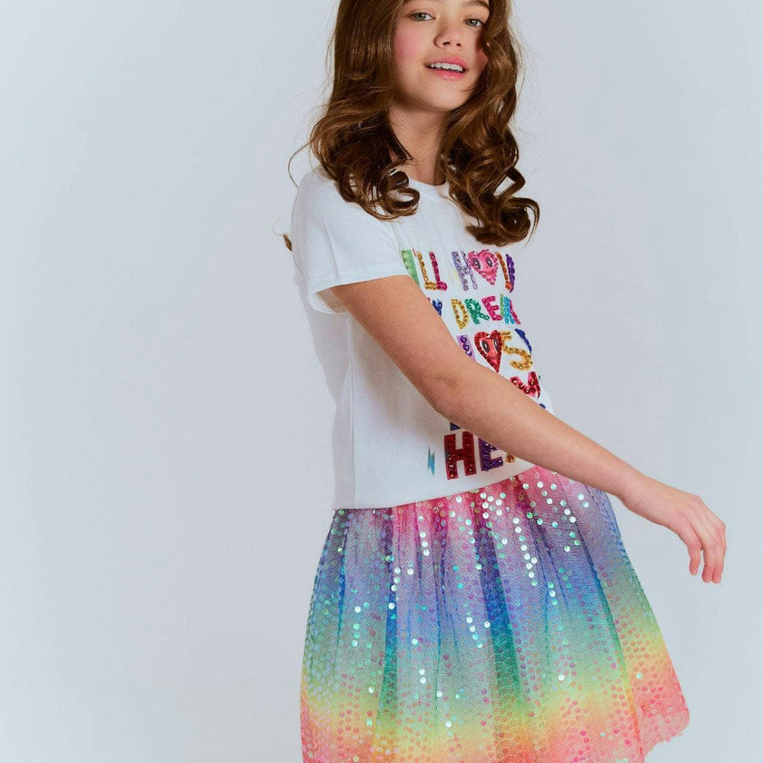 Rainbow Sequin Short Skirt