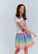 Rainbow Sequin Short Skirt