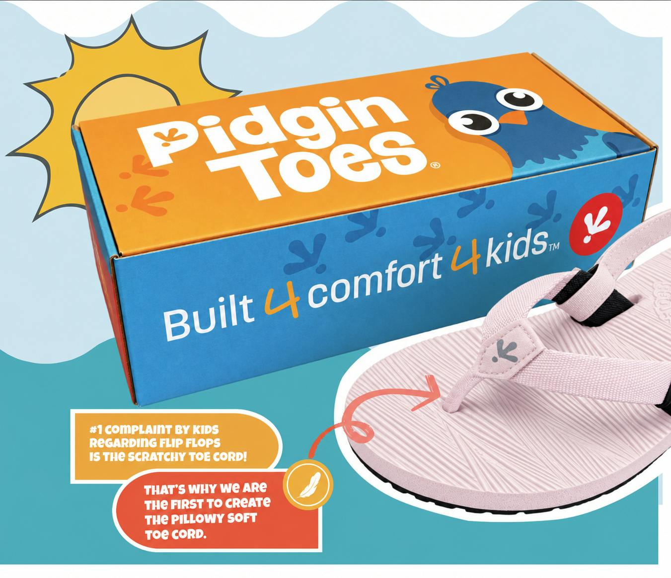Pidgin Toes® Kids' Flip Flop, Bubble Gum