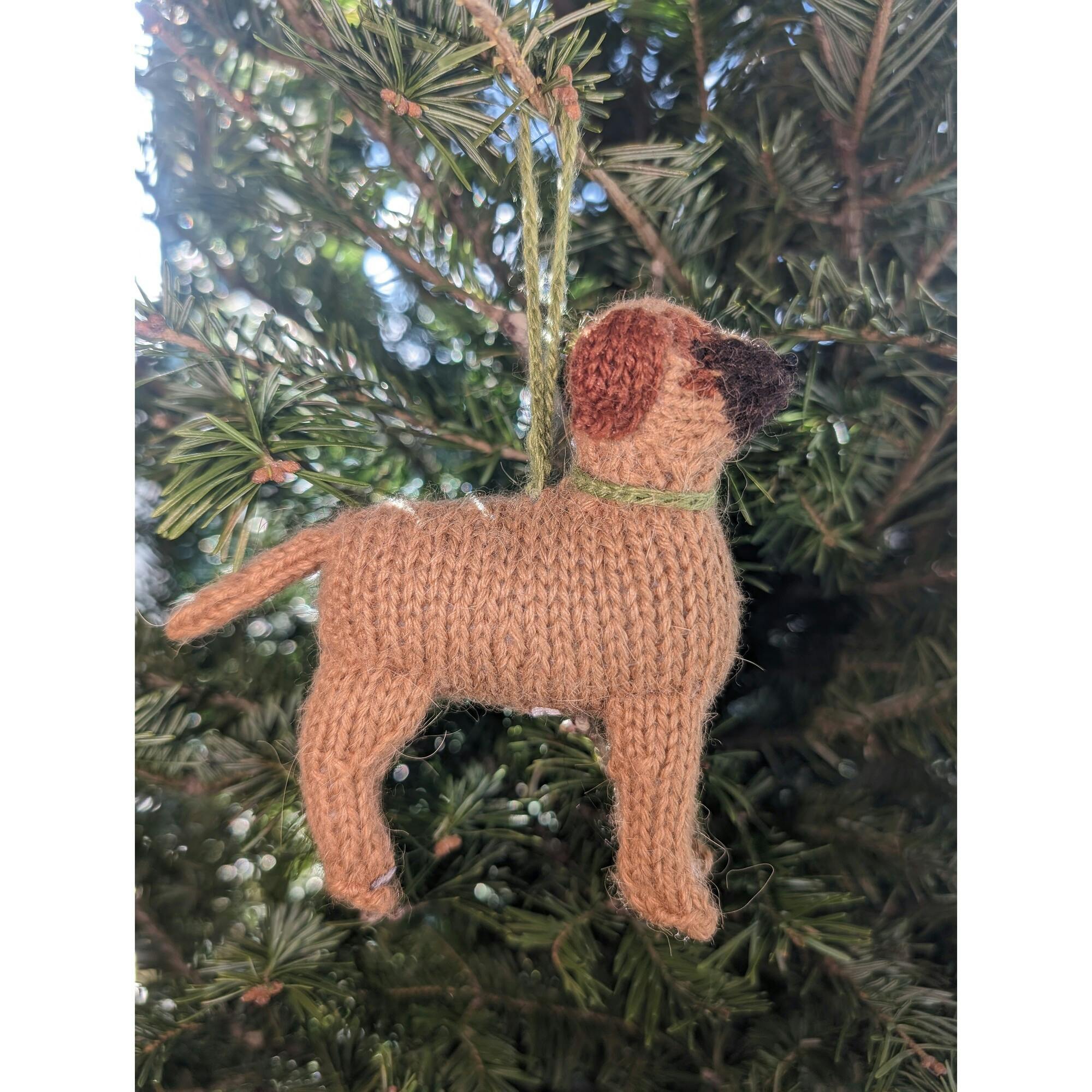 Bullmastiff Hand Knit Christmas Ornament
