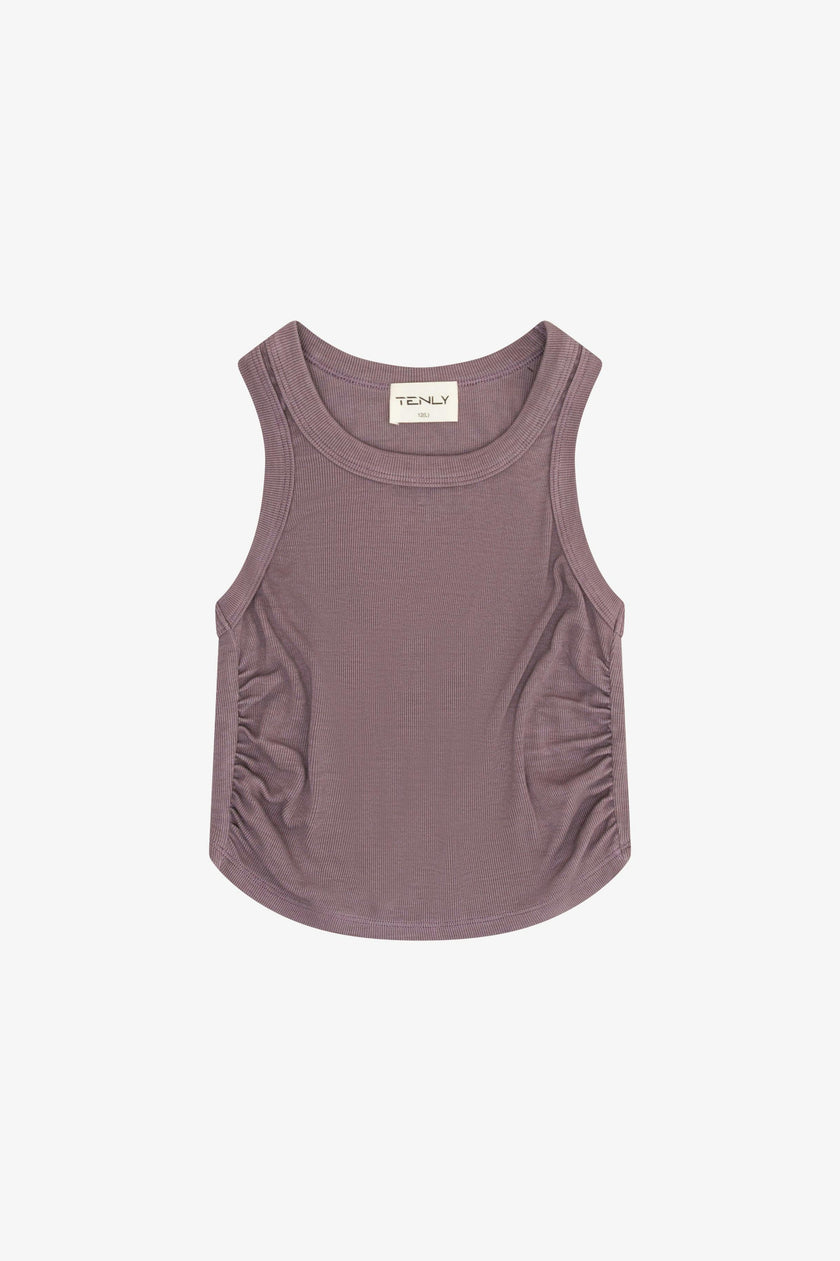 Rayon Rib Shirred Sleeveless Tank