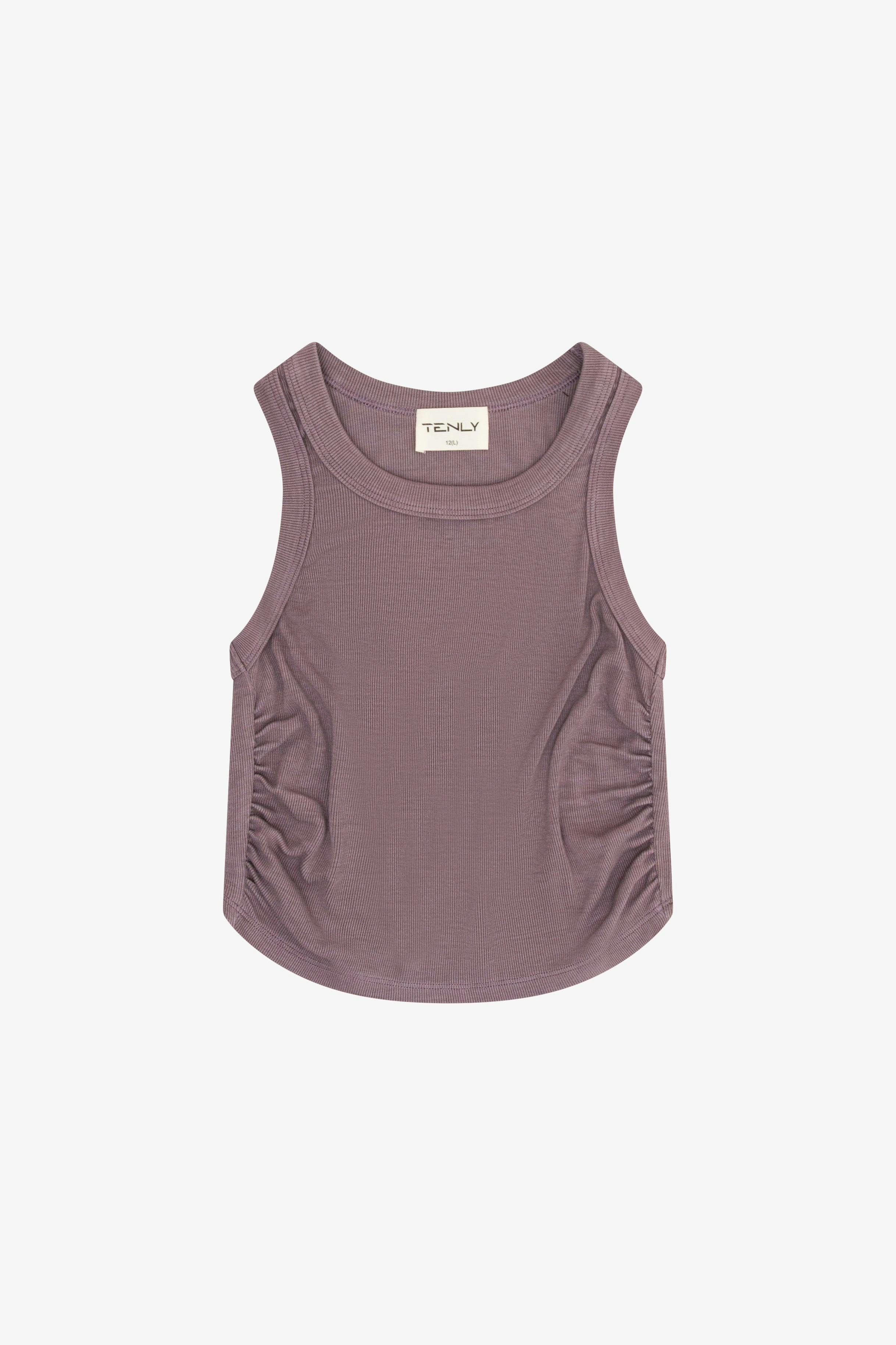 Rayon Rib Shirred Sleeveless Tank